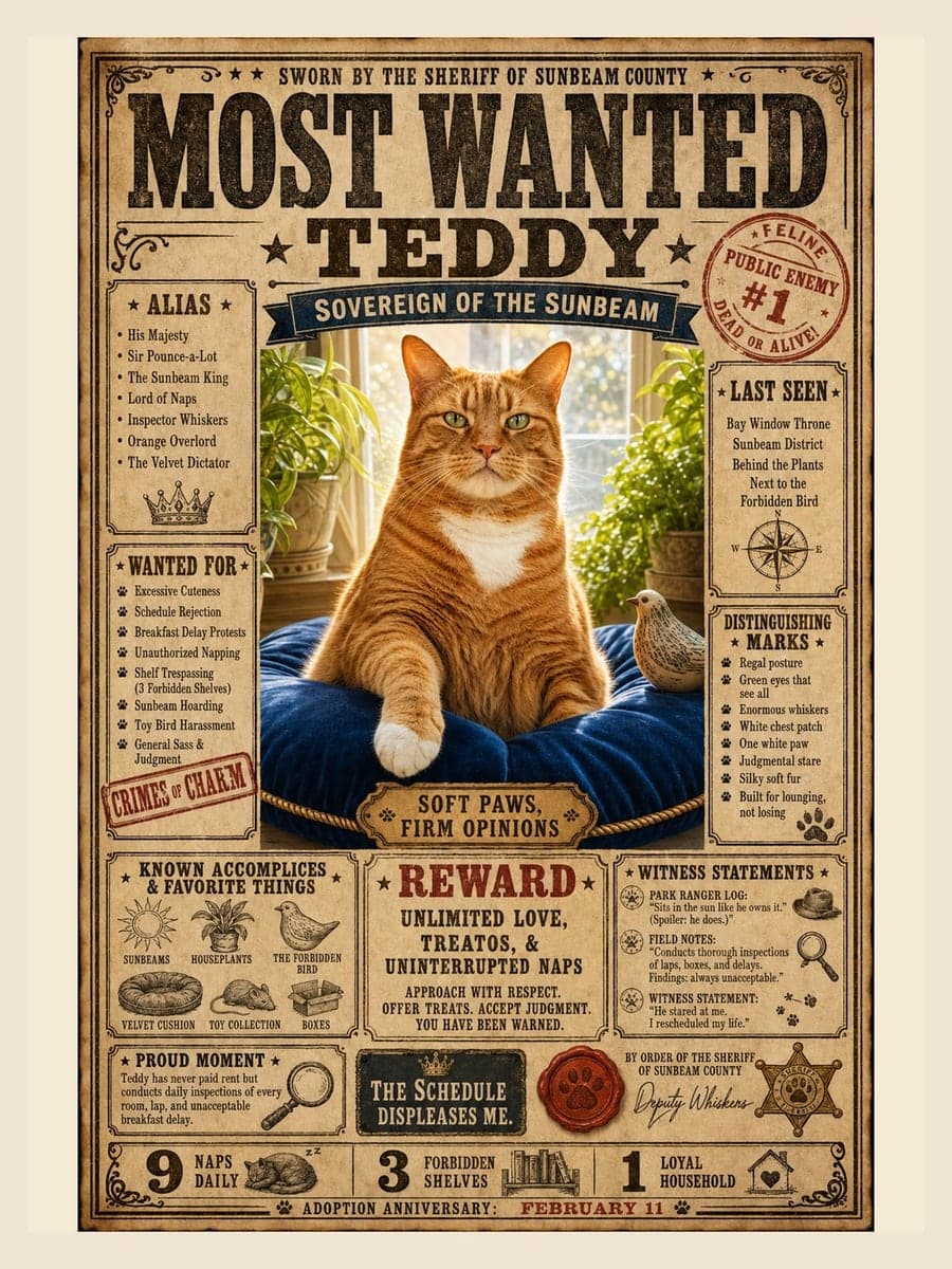Most Wanted poster for Teddy